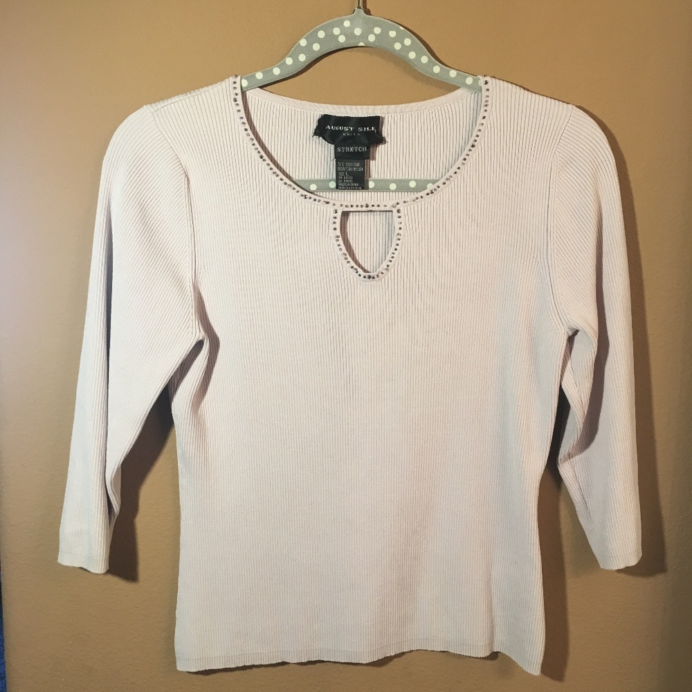 August Silk 72% Silk Sparkle Encrusted Top